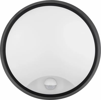 LED Wandlamp met Sensor - Kozolux Sorta - 20W 1600lm - Aanpasbare Lichtkleur 3in1 CCT - IP54 - Rond - Zwart