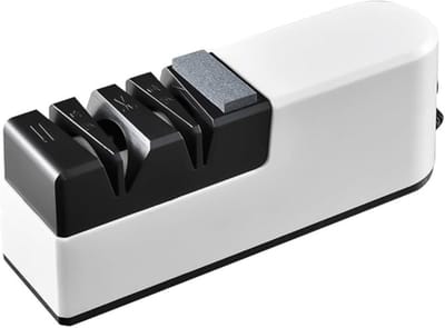 Quvo® Elektrische messenslijper - Messenslijper - Messenslijpers - Messenslijper elektrisch - Grijs/Zwart - 28cm x 17cm x 9cm