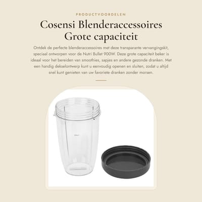 Dailygoods- Blenderonderdelen Grote Capaciteit - Vervangingskit - PC Beker met Deksel - Antislip - Vaatwasmachinebestendig - Duurzaam en Stevig - Blenderbeker