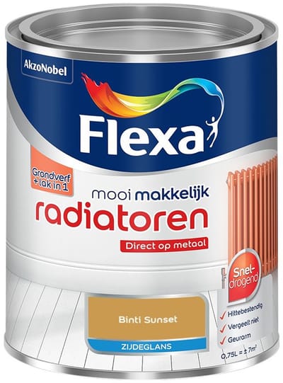 Flexa - Mooi Makkelijk Radiatoren Zijdeglans - Binti Sunset - Mengverf - 750 Ml