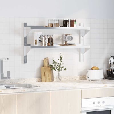 vidaXL - Wandschap - 2-laags - 100x23,5x60 - cm - roestvrijstaal - zilverkleurig