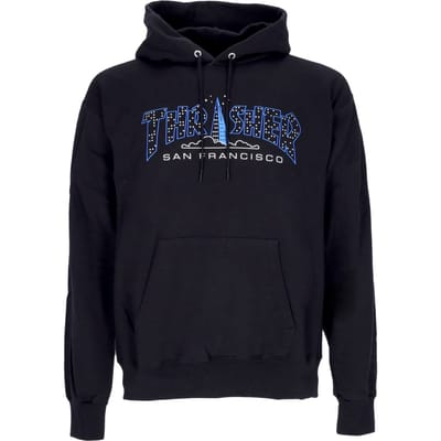 Herensweater met piramide kap zwart