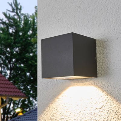Lucande LED buiten wandlamp Merjem, 12 cm, down, IP54