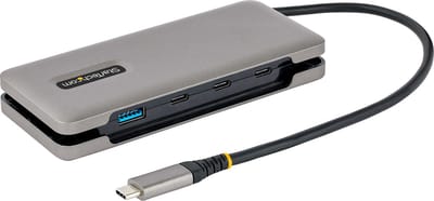 StarTech.com 4-Port USB-C Hub 1x USB-A and 3x USB-C Ports USB 3.1 10Gbps Bus Powered USB Type C Hub with 9.8in (25cm) Wrap-Around Cable USB hub - 4 - Grijs