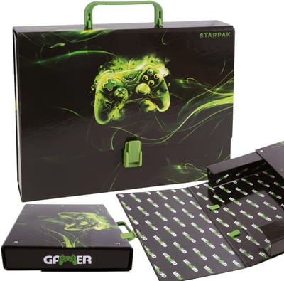 GAMER Dikke, schoolmap met handvat voor jongens, hard voor school VOOR SPELER A4 5 cm