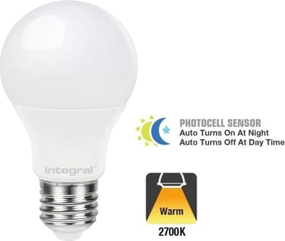 Integral Led lamp Dag en Nacht sensor - E27 - 2700K Warm wit licht - 9.5W