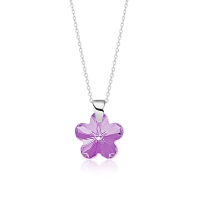 Montebello Ketting Flower BZ95 - 925 Zilver Gerhod. - Swarovski - Ø14mm - 45cm