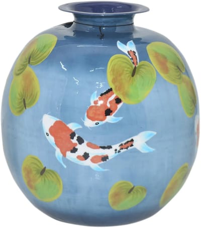 Colmore by Diga Vaas- vissen- blue enamel IR 35x35x36 cm