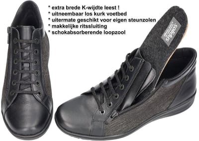 Solidus -Dames - zwart - bottines - maat 38