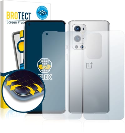 BROTECT - Screenprotector voor OnePlus 9 Pro (Voor+Achter) - Folie Beschermfolie transparant volledig dekking - 2 Stuks