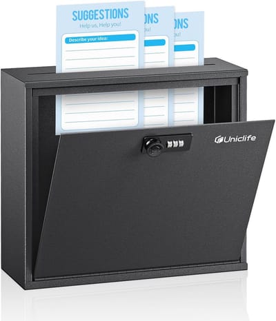 Wandgemonteerde Suggestiebox met Combinatieslot - Veilige Stortbus voor Kantoor of Huis
