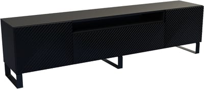 TV-kast Kaja III, woonwand, lowboard, tv-standaard, woonwand, woonkamer, tv-meubel, woonkamermeubels, televisie, highboard, TV-kast, tv-lowboard, 200 cm, 3 deuren, zwart