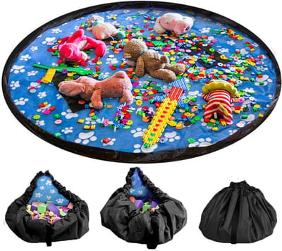 Opbergtas voor Kinderspeelgoed en Speelmat 150cm – Handige en Draagbare Organiser in Hemelsblauw