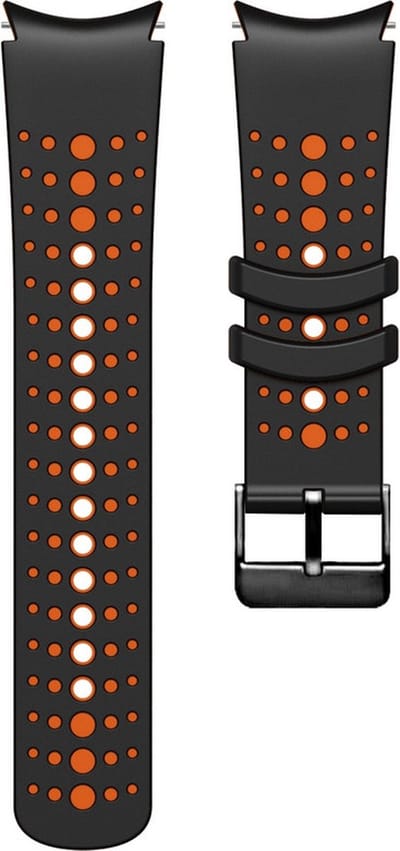 Siliconen bandje - geschikt voor Samsung Galaxy Watch 7 / Watch FE / Watch 6 / Watch 6 Classic / Watch 5 / Watch 5 Pro / Watch 4 / Watch 4 Classic - zwart-oranje
