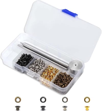 800 stuks 2 mm oogjes set, kleine oogbevestigingsgereedschap, oogtang, metalen ogen met kunststof opbergdoos voor stof, dekzeilen, leren schoenen, tassen