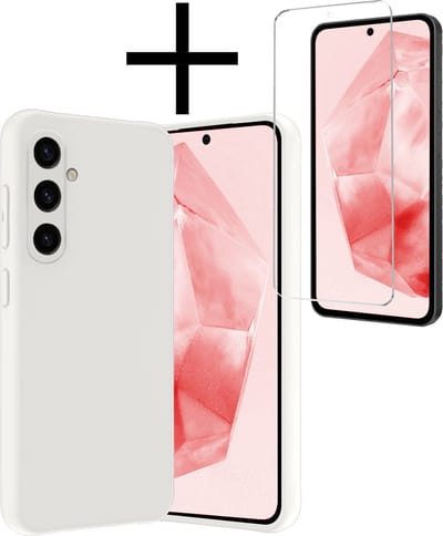Hoesje - Met Screenprotector - Geschikt voor Samsung Galaxy A35 - Sterk & Shockproof - Back Cover - Siliconen Case - Telefoon Hoes - Wit