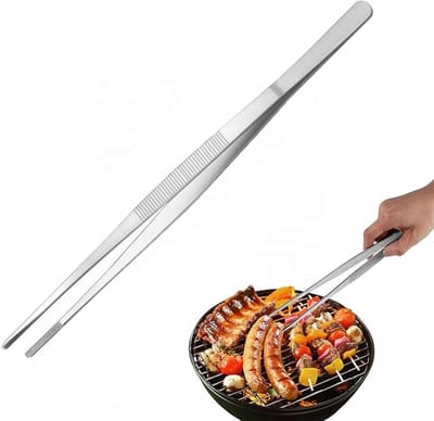 Kooktang RVS - Grijptang Keuken - Veilig Grillen - Geribbeld Gripvlak - 30 cm - Zilverkleurig