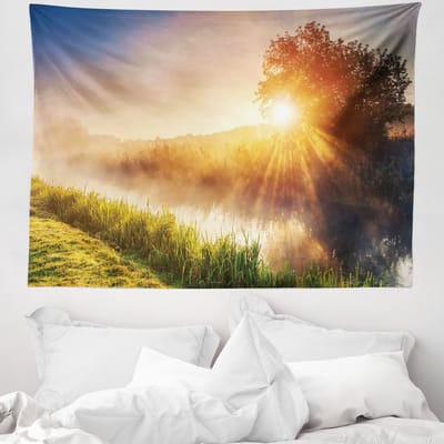 ABAKUHAUS Kleurrijk Wandtapijt, Boom Oekraïne Landelijk, 150 x 110 cm, Beige