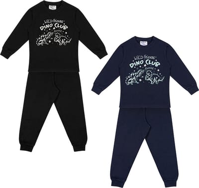 Fun2Wear - Pyjama Teen Dino Club | Zwart meisjes jongens - Katoen - Maat 152