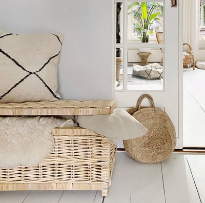Rotan Opbergmand Naturel - met deksel - 60x30x30 cm