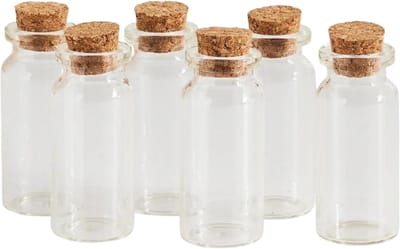 Glazen Flesjes met Kurk – 10ml – Set van 6 – Voor DIY, Kruiden, Decoratie – 3BMT®