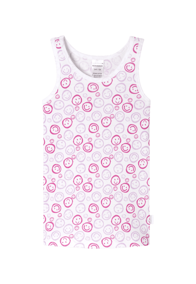 Onderhemden, set van 2, Smileys, roze/wit - Fine Rib 128