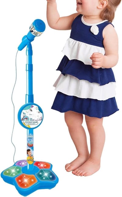 Kindermicrofoon - Speelgoed microfoon - Muziek optreden - Gesynchroniseerde verlichting - 337 x 222 cm - Blauw