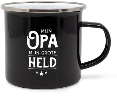 Mok - Beker van Metaal - Gevuld met Snoep - Koffie - Mijn Opa Mijn Grote Held - lint: "Speciaal voor jou" - Cadeauverpakking