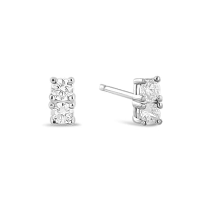 New Bling 9SIL-23021 Zilveren Oorknopjes met Zirkonia - 2x3mm - Rhodium - Zilver