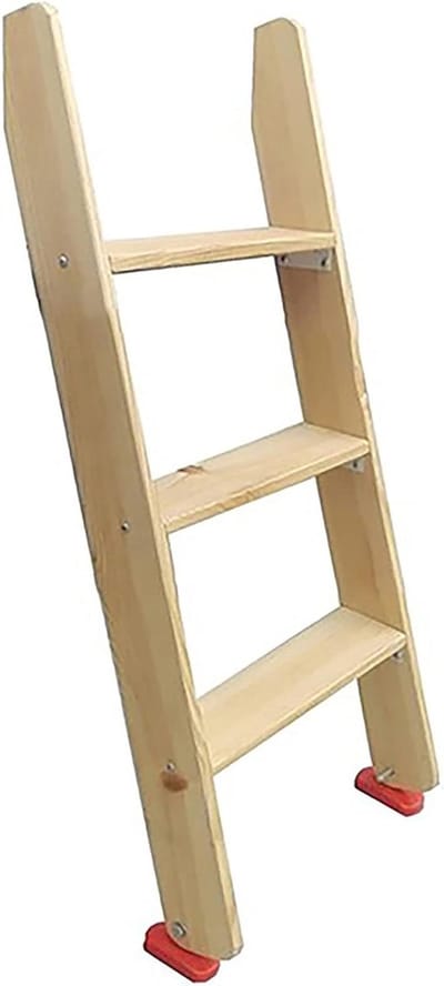 Houten Bedladder - Stapelbed Ladder - Veilig Instappen - Antislip Voetkussens - 100 cm Hoog - Houtkleur
