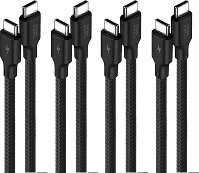 Voordeelbundel usb C kabels - Usb C naar usb C - 1m - Stevig - 4 stuks - Zwart