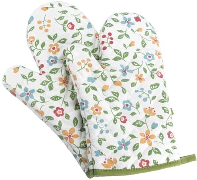 Bakhandschoenen - Magnetronwanten - Warmte-isolerend en bestand tegen hoge temperaturen - Hittebestendig en antislip - Ovenwanten - Kookgerei - Keukenaccessoires - Bloemenmotief - Hittebestendig tot 160 graden Celsius - Ophangbaar - 1 paar