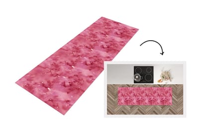 Keukenloper - Loper keuken - Patroon - Waterverf - Roze - 150x50 cm - Keukenloper vinyl