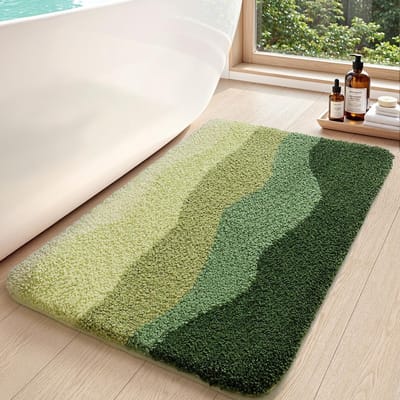 Zachte en Absorberende Badmat 40x60cm, Antislip Badkamer Mat voor Douchevloer en Badkuip, Groene Bosprint
