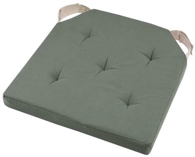 Stof Textile stoelkussen DUO - groen - 38 x 38 x 4 cm - klittenband sluiting - zitkussens - binnen/buiten