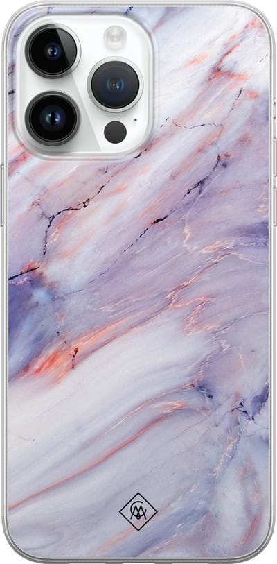 Casimoda® hoesje - Geschikt voor iPhone 14 Pro Max - Marmer Paars - Siliconen/TPU telefoonhoesje - Backcover - Marmer - Paars