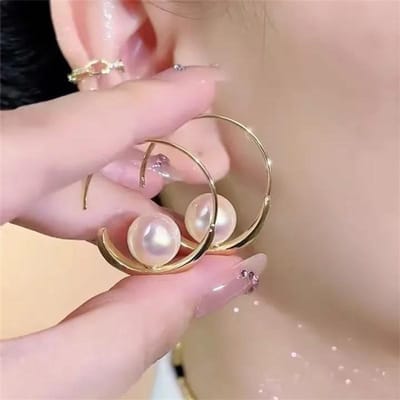 Boucles d'oreilles tendance en perles simulées haut de gamme style français élégant niche pour femmes or
