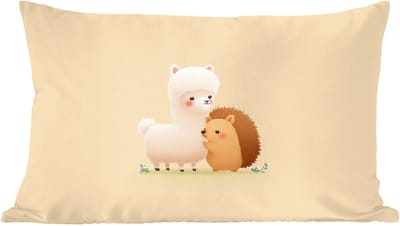 Sierkussens - Kussentjes Woonkamer - 60x40 cm - Alpaca - Egel - Bruin - Knuffelen