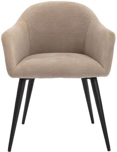 Vente-unique Set van 2 stoelen BIBO - met armleuningen - Fluweel en metaaleffect - Beige