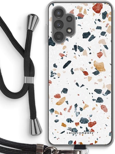 Case Company® - Hoesje met koord geschikt voor Samsung Galaxy A13 4G hoesje met Koord - Terrazzo N°4 - Telefoonhoesje met Zwart Koord - Bescherming aan alle Kanten en Over de Schermrand