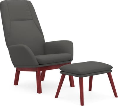 vidaXL - Relaxstoel - met - voetenbank - stof - donkergrijs