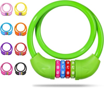 Veiligheidsslot voor Fietsen met Cijfers voor Kinderen, Anti-Diefstal Kabelslot met Combinatiecode, Fietsaccessoires voor Jongens en Meisjes (10 x 650 MM, Groen)