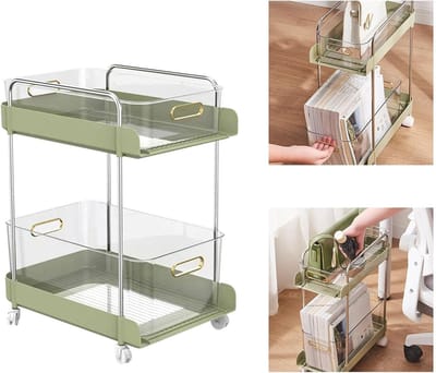 Roller Kar - Opbergwagen Trolley - Ruimte Organiseren - Twee Lagen - Niet Gespecificeerd - Groen