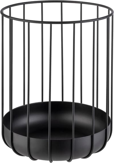 Ronde Metalen Mand met Rooster voor Brood, Fruit en Groenten - Zwart