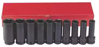 10-delige 1/2" slagmoersleutelset met lange doppen