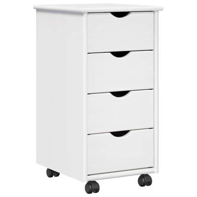 vidaXL - Rollende - kast - 34 - x - 39 - x - 65,5 - cm - Massief - vurenhout - Wit