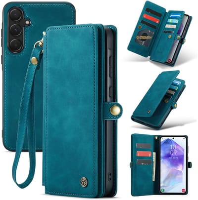 Casemania Hoesje Geschikt voor Samsung Galaxy A56 - Emrald Green - 2 in 1 Portemonnee Book Case met Extra Vakken