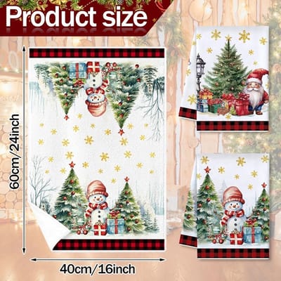 Kersttheedoeken Set van 2 - Keukenaccessoires 40 x 60 cm - Katoenen Tafellinnen voor Kerstdecoratie en Cadeaus