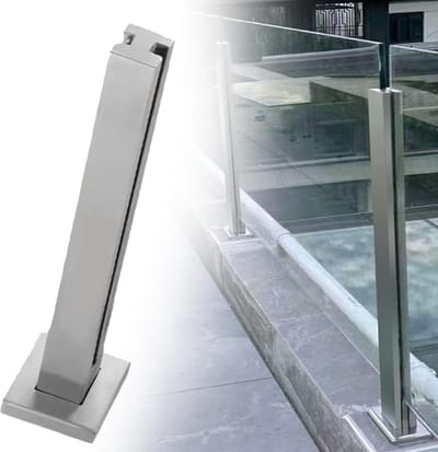 Balustrade paal - Glazen leuning - Balkon verfraaien - Duurzame bodemplaat - 85 cm - Zilver