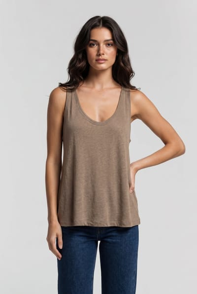 & Other Stories Dino Linen Tank Beige Maat: S | Mouwloze Tops Outlet | Dames | Beige